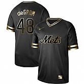 Mets 48 Jacob deGrom Black Gold Nike Cooperstown Collection Legend V Neck Jersey Dzhi,baseball caps,new era cap wholesale,wholesale hats
